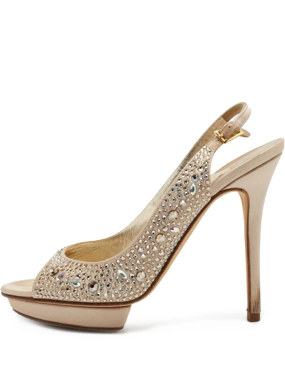 Gina pre-owned 120mm crystal-embellished sandals | Neutrals | Image 1