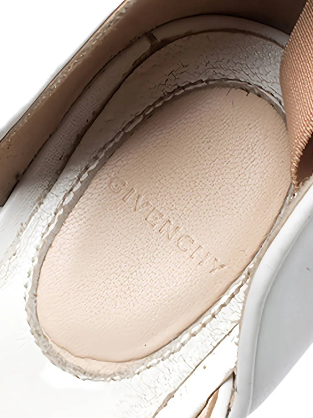 Pre-owned Givenchy 130mm Leather Cone Heel Sandals In White