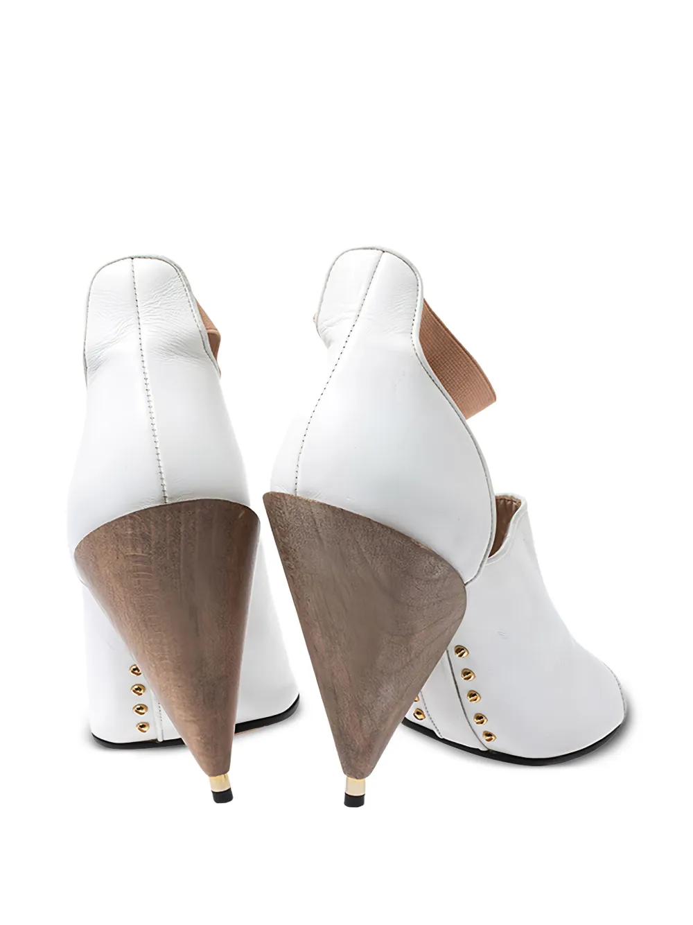 Pre-owned Givenchy 130mm Leather Cone Heel Sandals In White