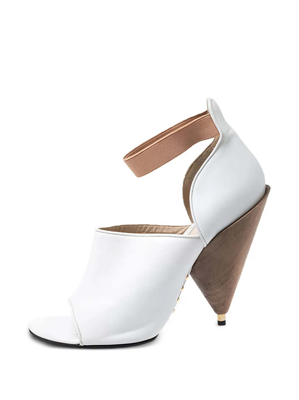 Pre-owned Givenchy 130mm Leather Cone Heel Sandals In White