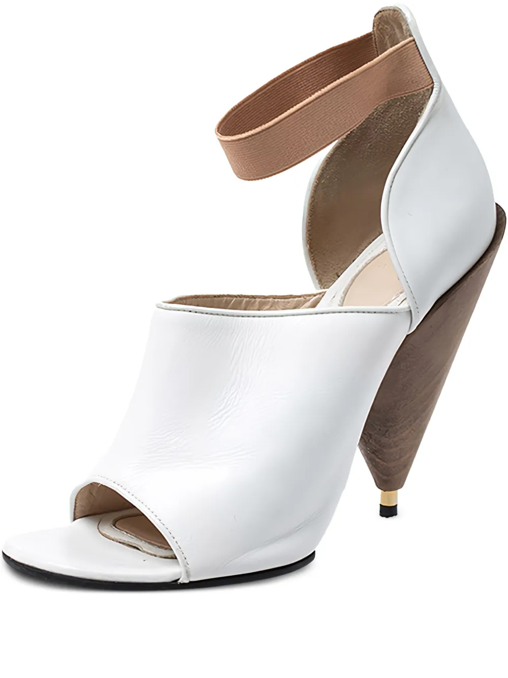Pre-owned Givenchy 130mm Leather Cone Heel Sandals In White