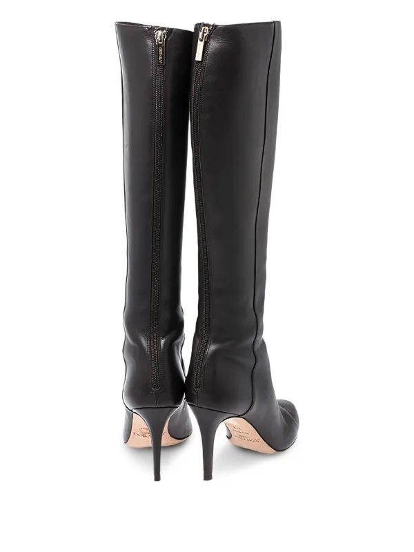 Jimmy Choo Pre-Owned 85mm Leather zip-up Boots | Brown | FARFETCH