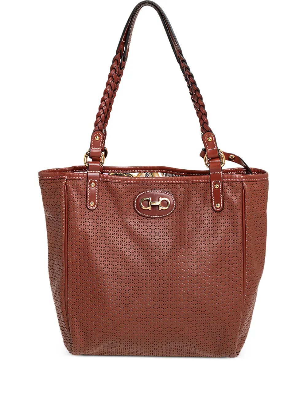 Ferragamo Pre-Owned perforated leather tote bag | Brown | Image 1