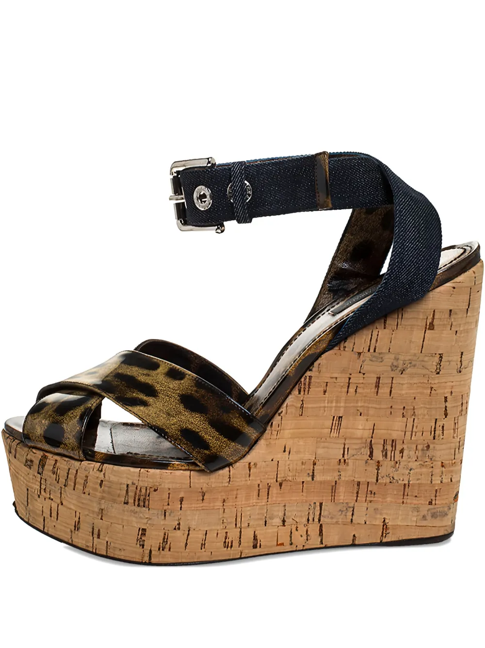 Dolce & Gabbana Pre-Owned 135mm leopard-print wedge sandals | Brown | Image 1