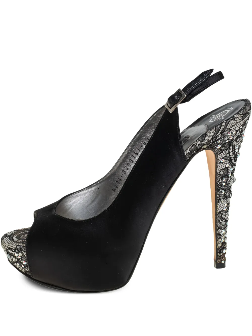 Gina pre-owned 130mm lace-panelled sandals | Black | Image 1