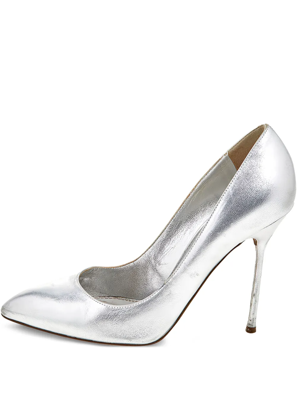 Sergio Rossi Vintage pre-owned 105mm metallic pointed-toe pumps | Silver | Image 1