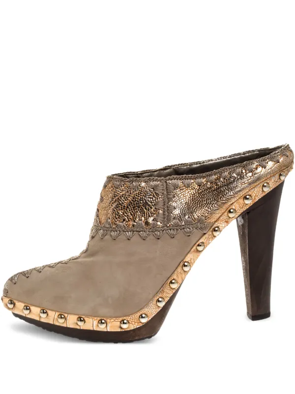 Sergio Rossi Vintage デコラティブヒール ミュール | ニュートラル