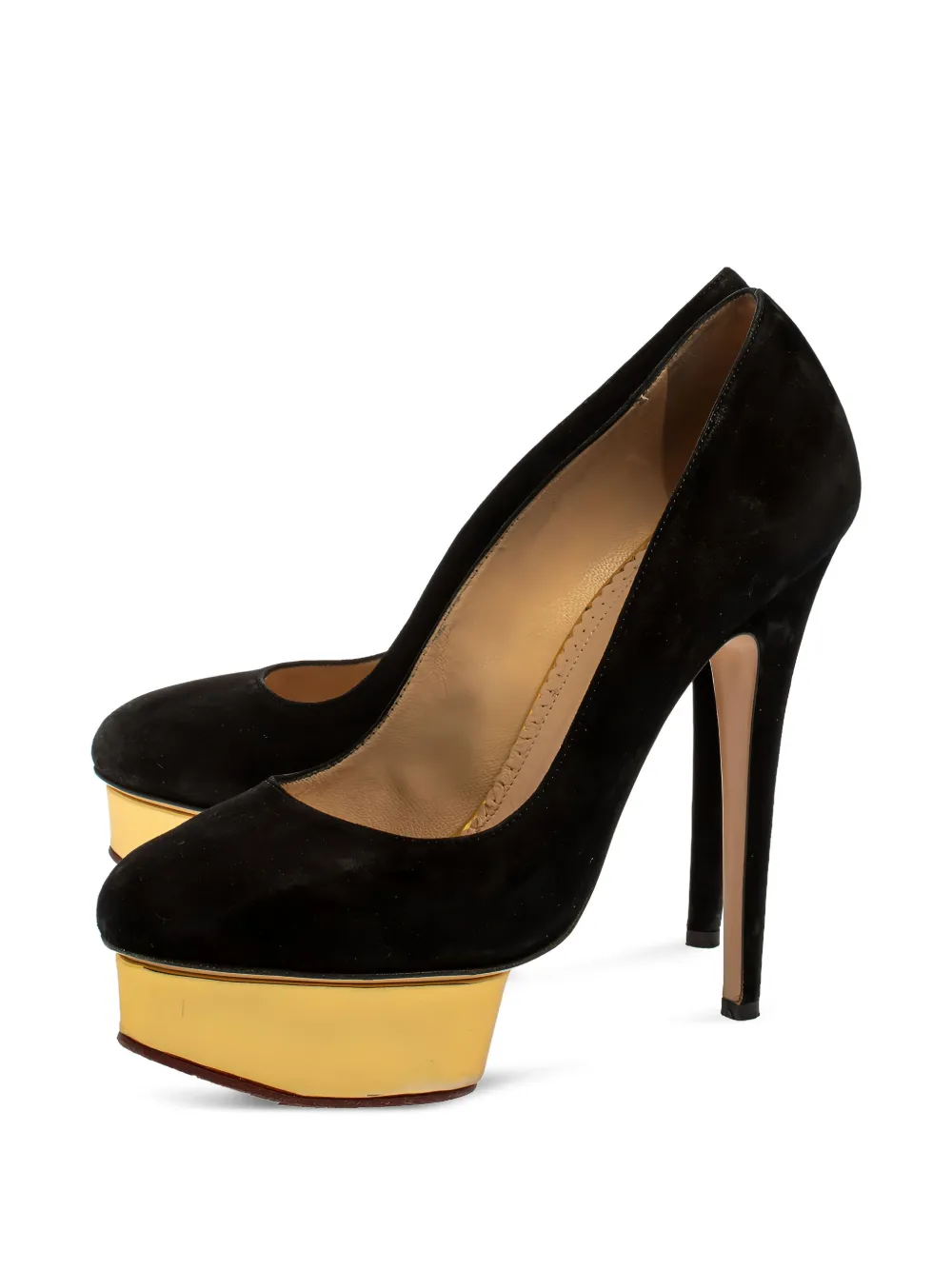 Charlotte Olympia pre-owned 145mm Suede Platform Pumps | Black