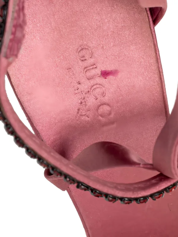 Gucci Pre-Owned ビジュー サテンサンダル 105mm | ピンク | FARFETCH JP