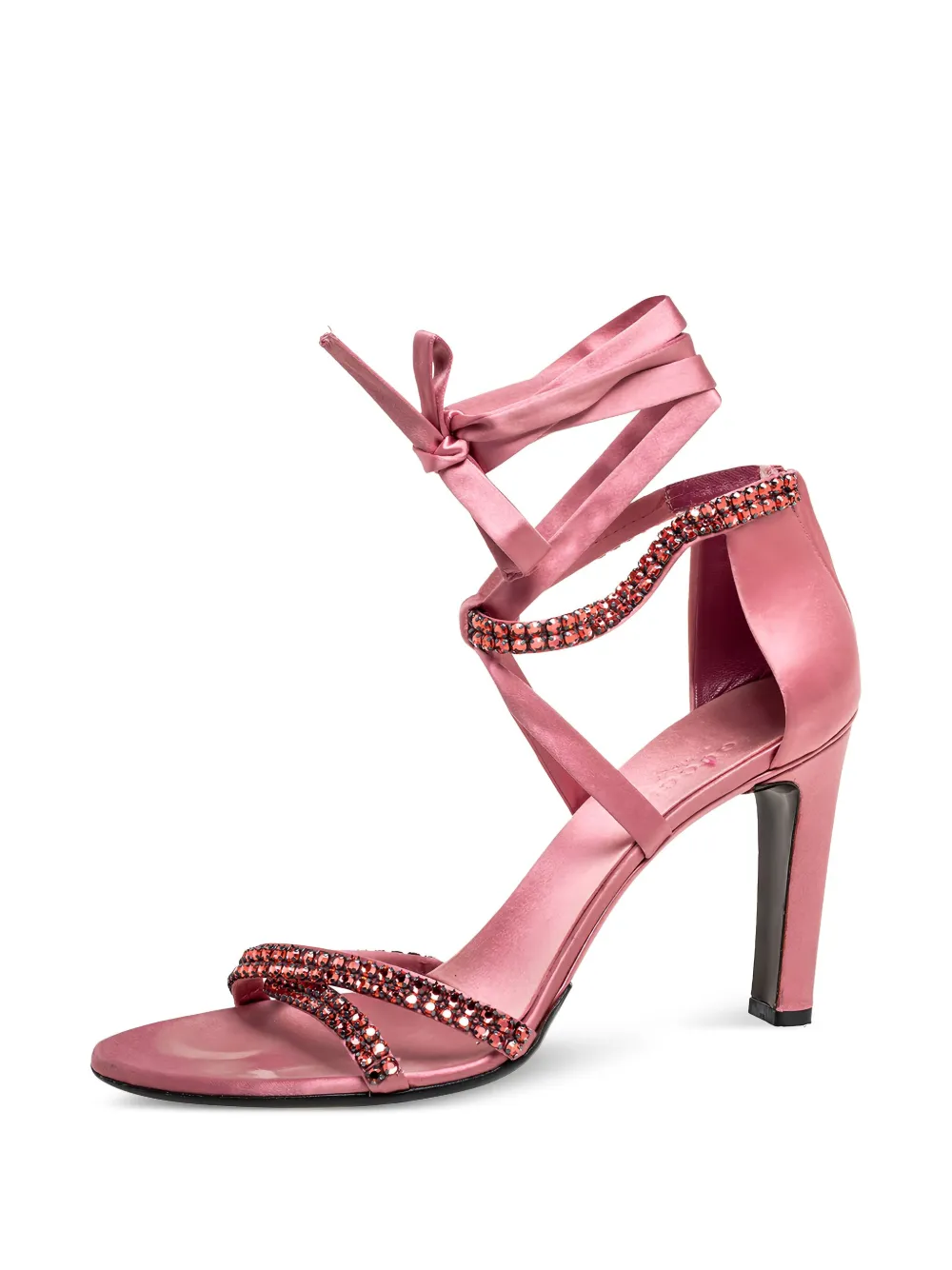 Gucci Pre-Owned 105 mm satijnen sandalen verfraaid met kristallen - Roze