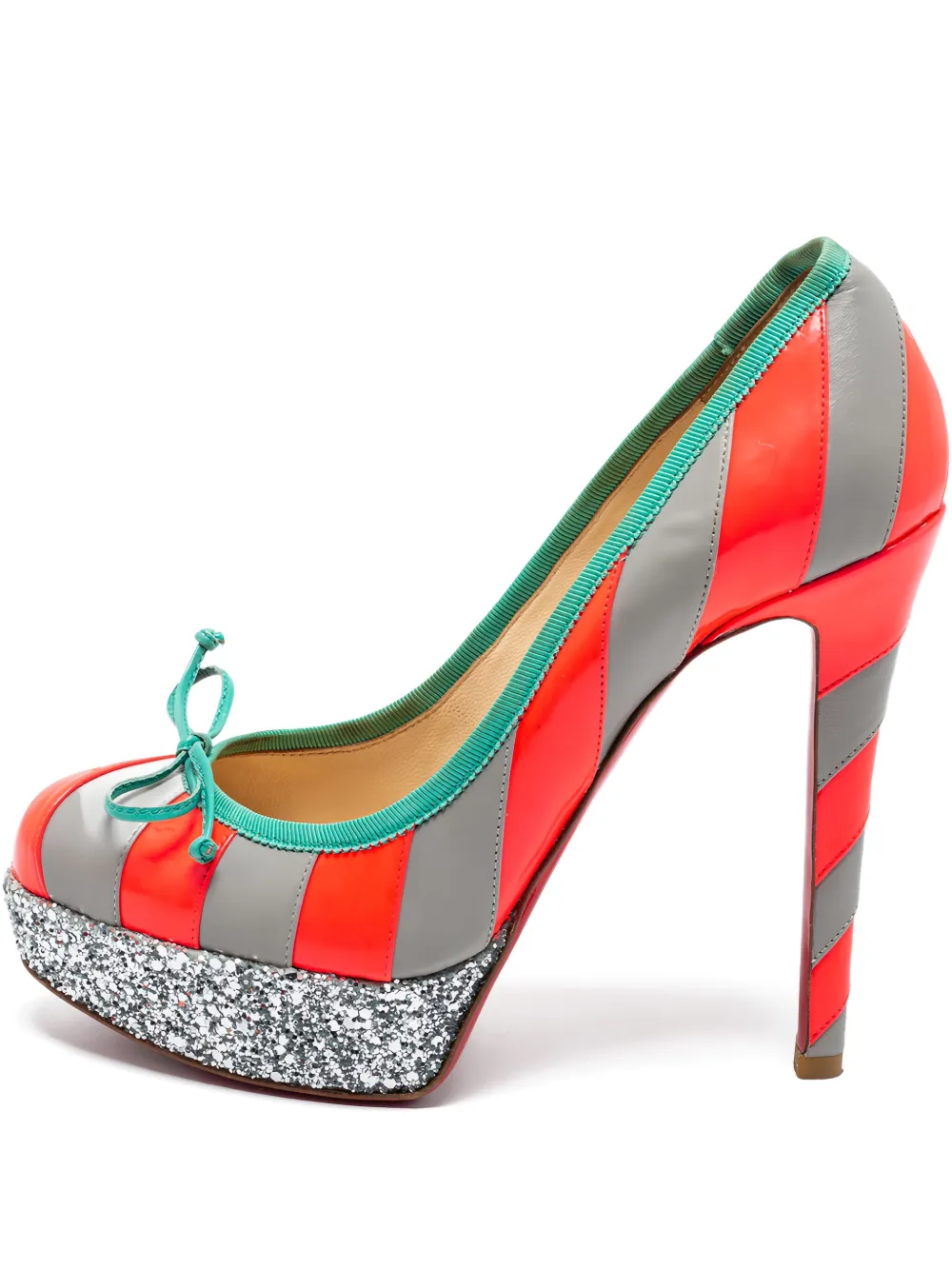 Christian Louboutin Pre-Owned ストライプパンプス 125mm - グレー Christian Louboutin Pre-Owned ストライプパンプス 125mm - グレー