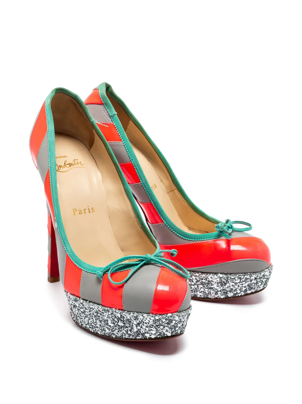 Christian Louboutin Pre-Owned 125 mm gestreepte pumps - Grijs