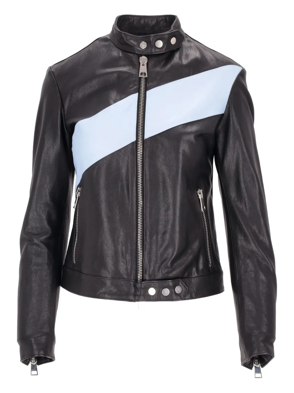 LA ROSE colour-block leather biker jacket | Black | Image 1