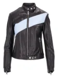 LA ROSE colour-block leather biker jacket - Black