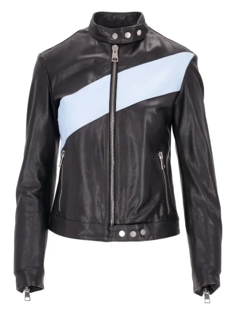 LA ROSE colour-block leather biker jacket