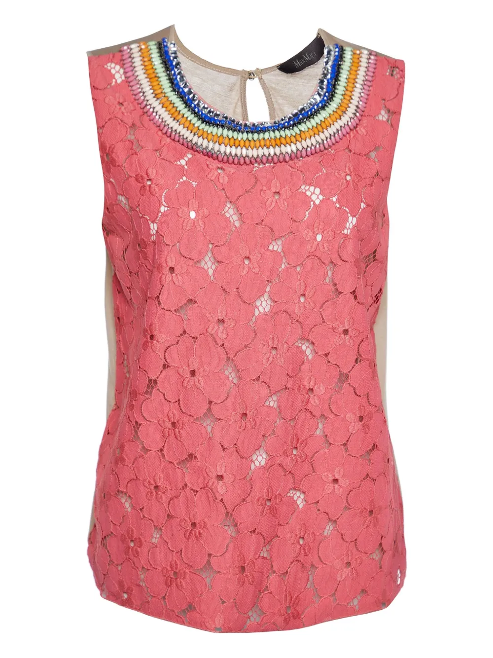 Pre-owned Max Mara Lace-embroidered Sleeveless Top In Pink