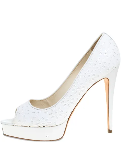 Brian Atwood 130mm floral-embroidered peep-toe pumps