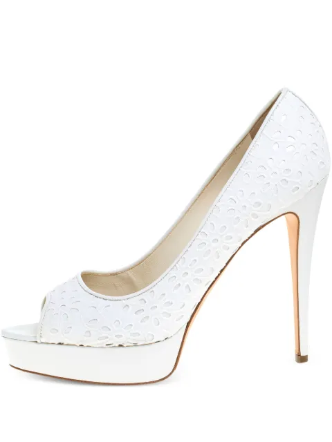 Brian Atwood 130mm floral-embroidered peep-toe pumps