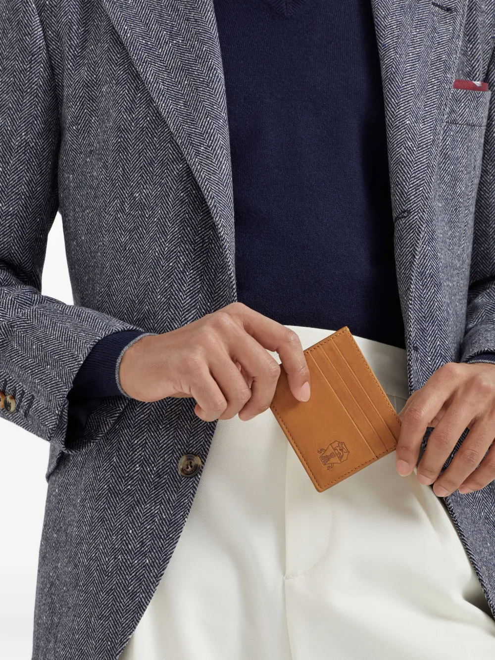 Brunello Cucinelli Pasjeshouder met logo-reliëf Bruin
