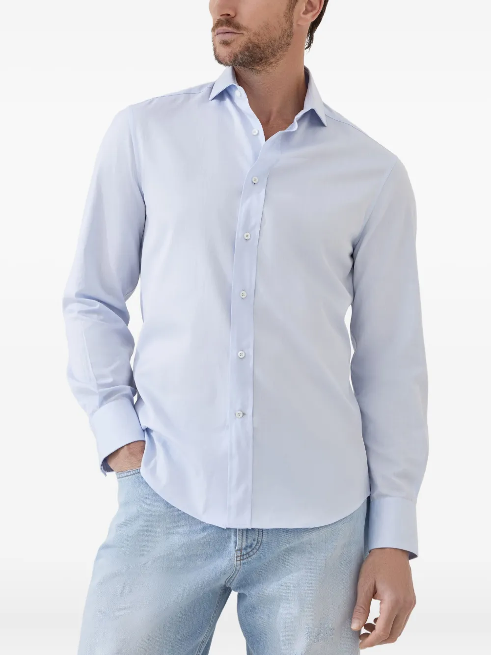 Brunello Cucinelli Twill overhemd Blauw