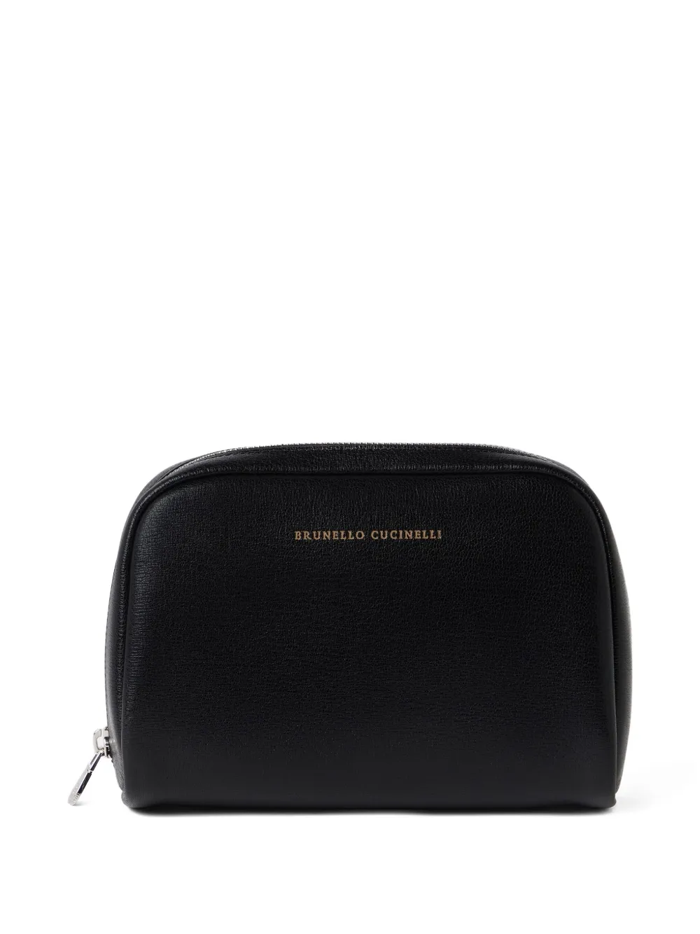 Brunello Cucinelli Leren toilettas met textuur Zwart