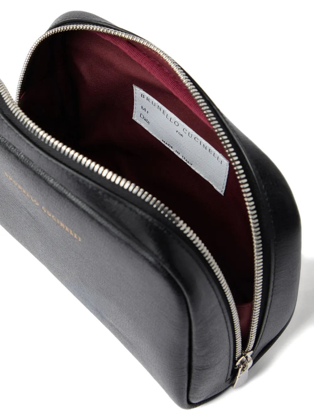 Brunello Cucinelli Leren toilettas met textuur Zwart