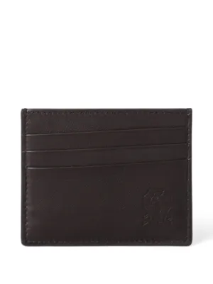 Brunello Cucinelli Grained Leather Money Clip Wallet | Black