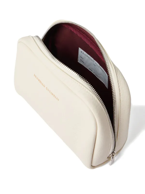 Brunello Cucinelli Leather Wash Bag | White | FARFETCH