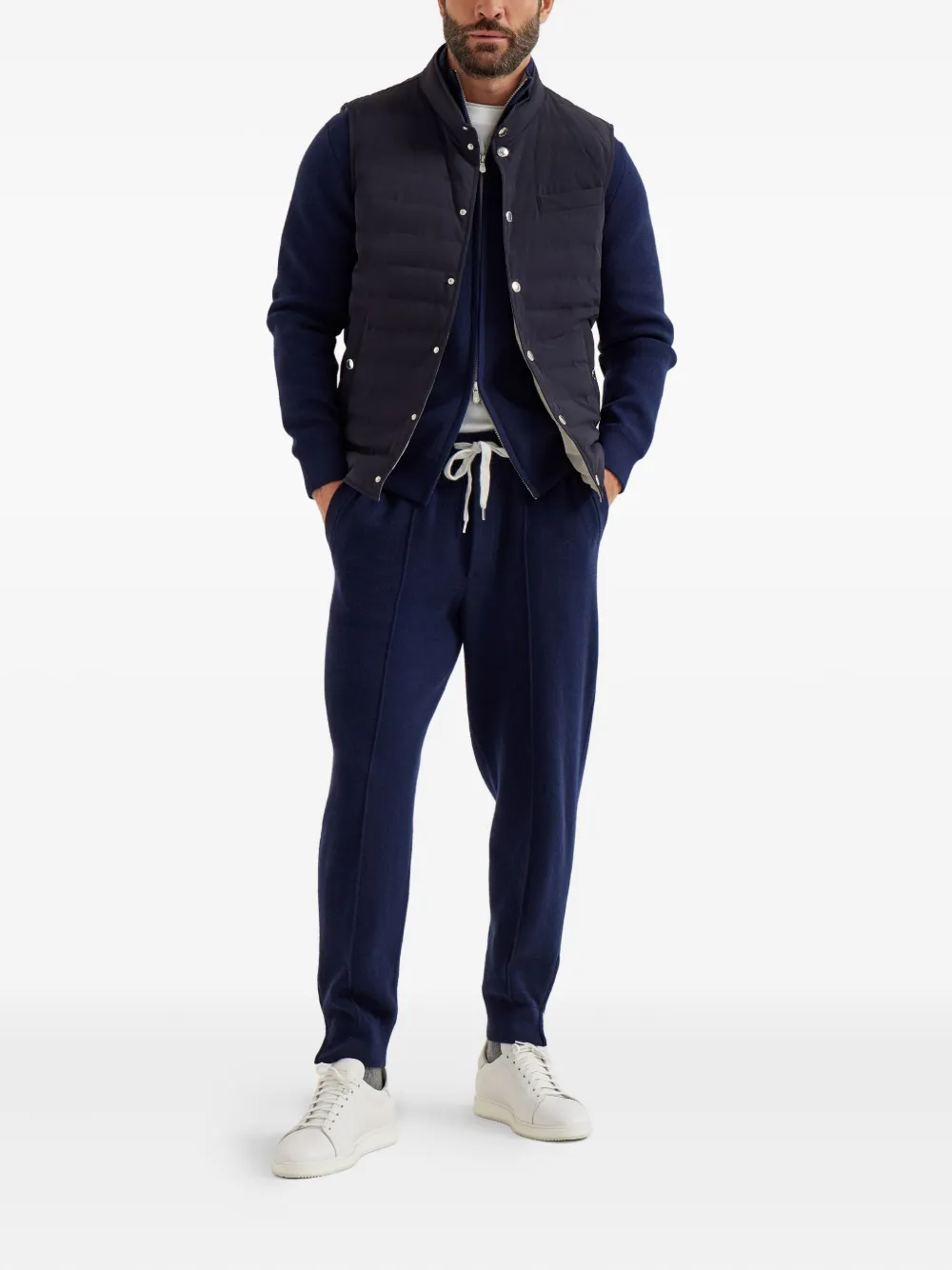 Brunello Cucinelli Bodywarmer met drukknoopsluiting Blauw