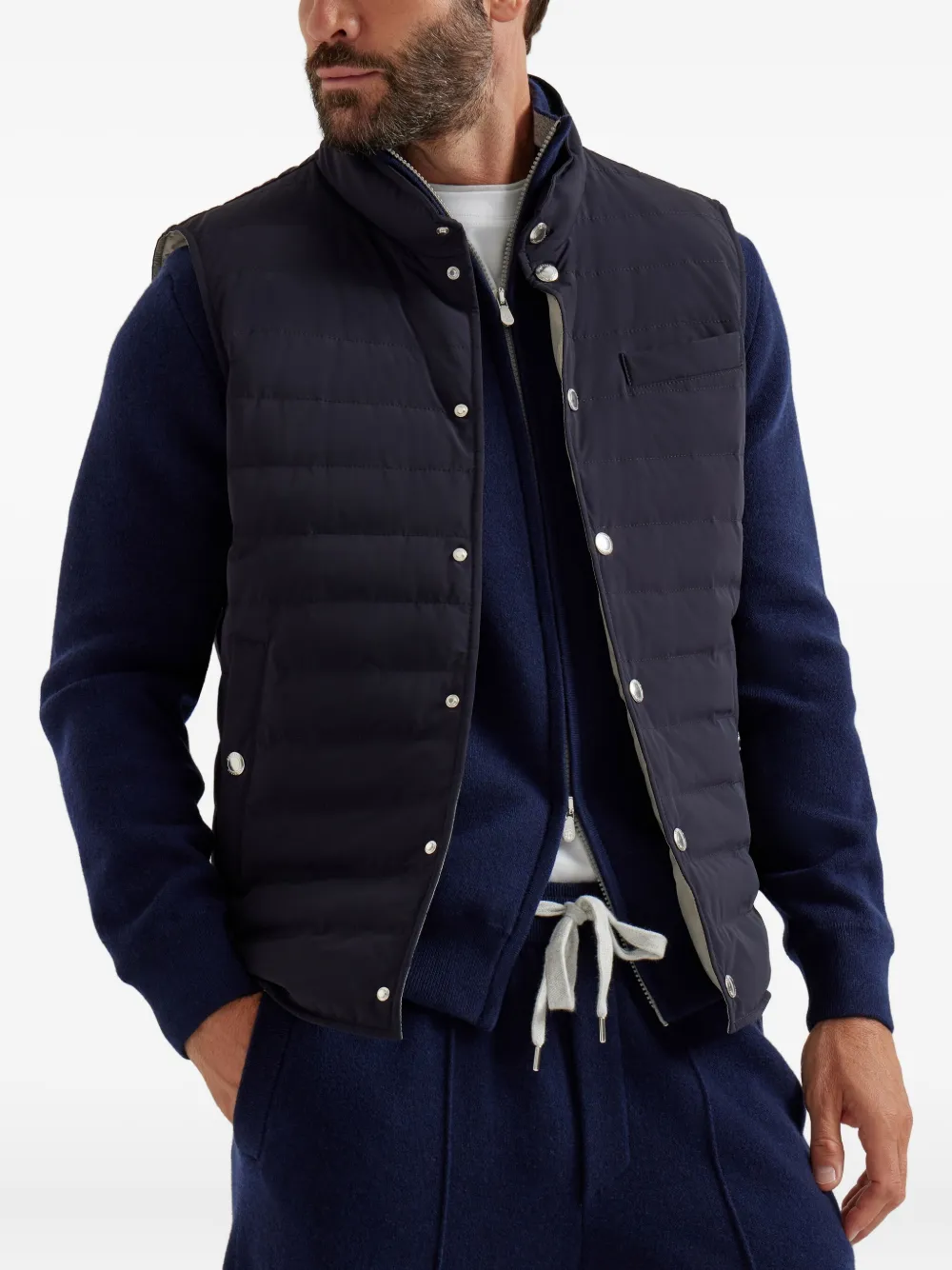 Brunello Cucinelli Bodywarmer met drukknoopsluiting Blauw