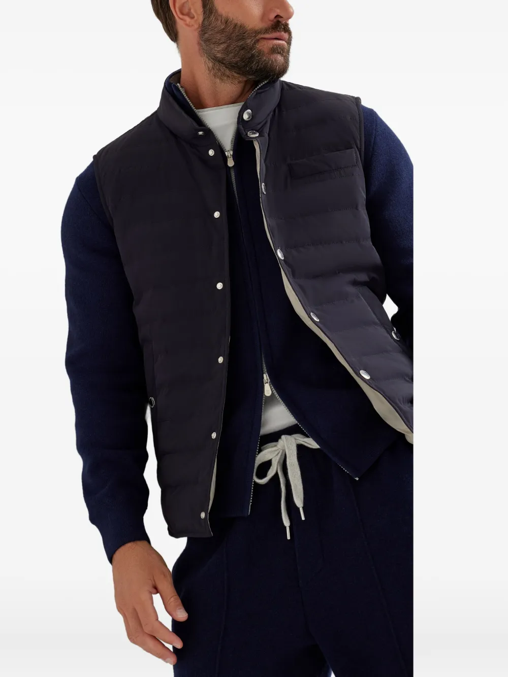 Brunello Cucinelli Bodywarmer met drukknoopsluiting Blauw