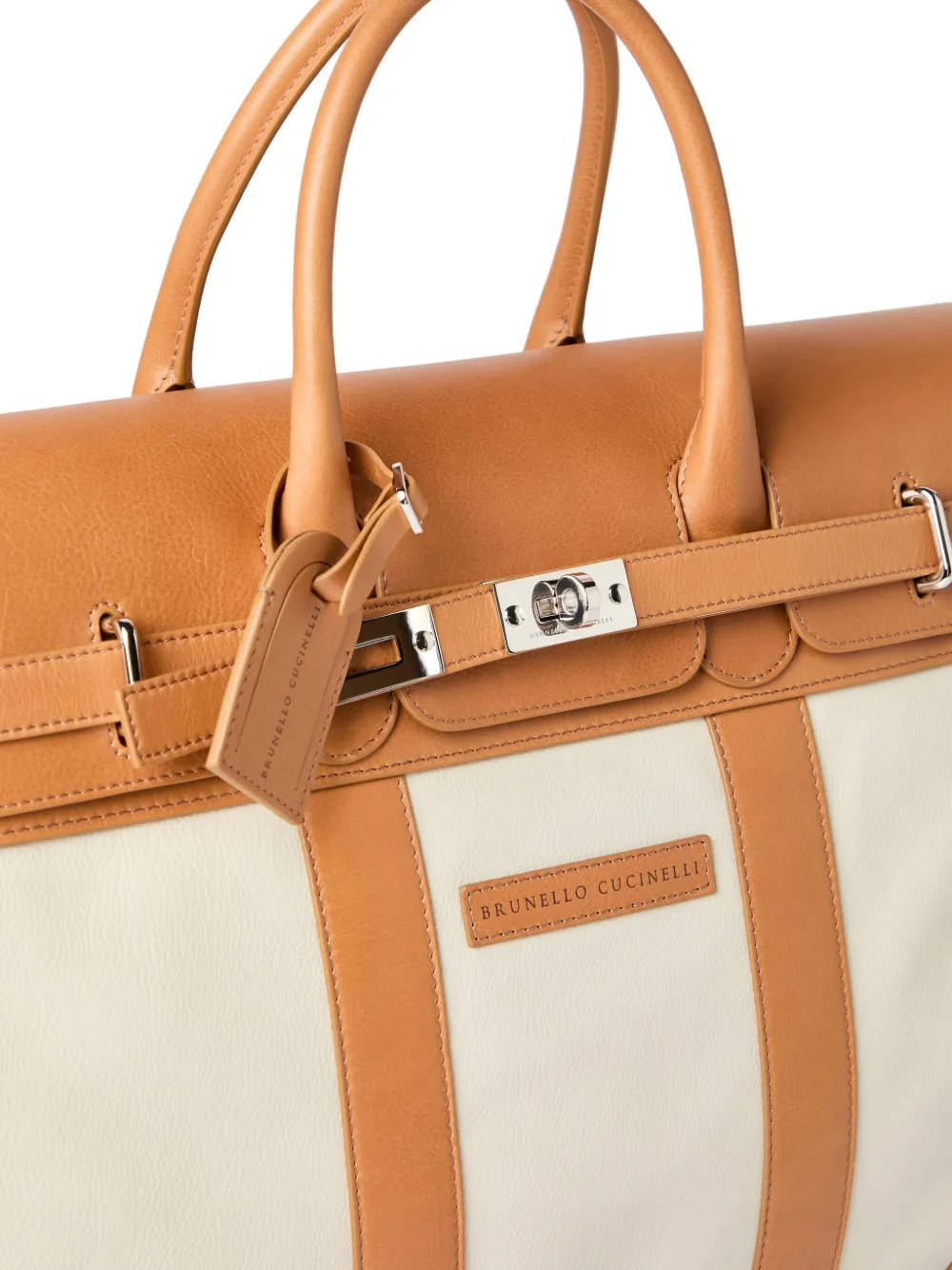 Brunello Cucinelli Canvas reistas met leren afwerking Beige
