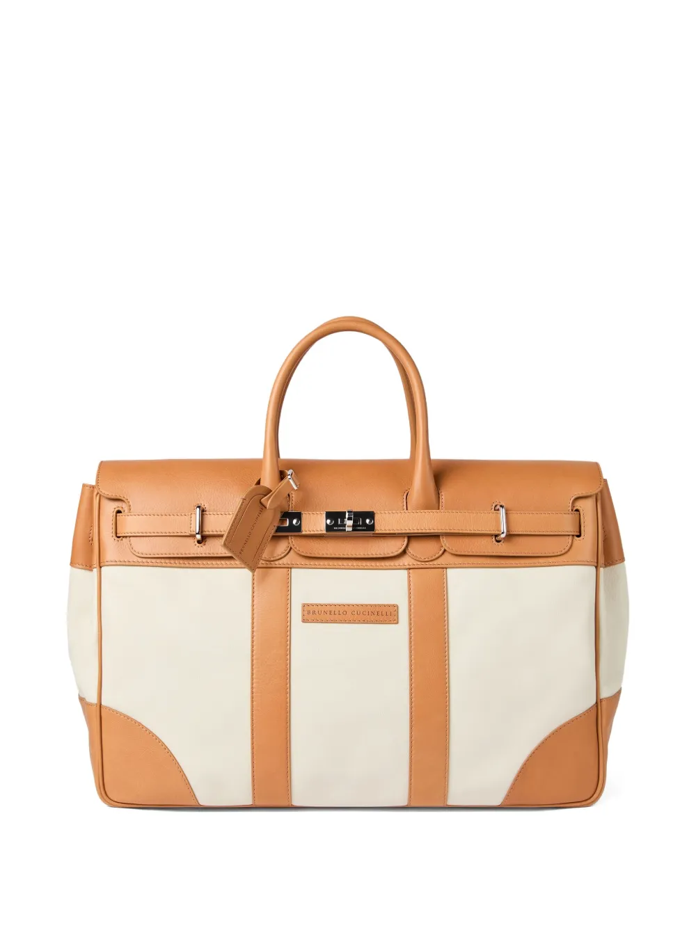Brunello Cucinelli Leather-trimmed Canvas Holdall In Neutral