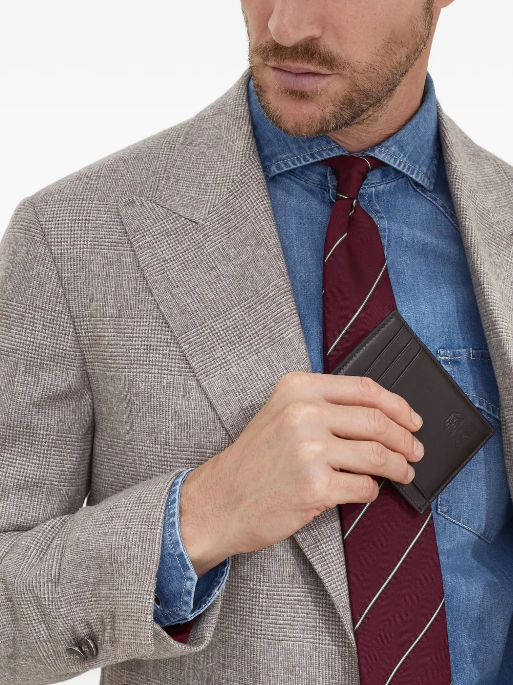 Brunello Cucinelli Leren pasjeshouder Bruin