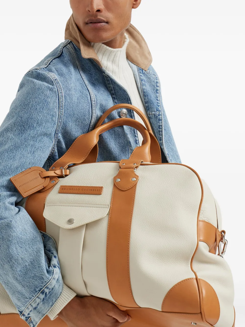 Brunello Cucinelli Reistas met leren afwerking Beige