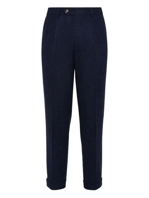 Brunello Cucinelli pleated-front speckled-pattern trousers