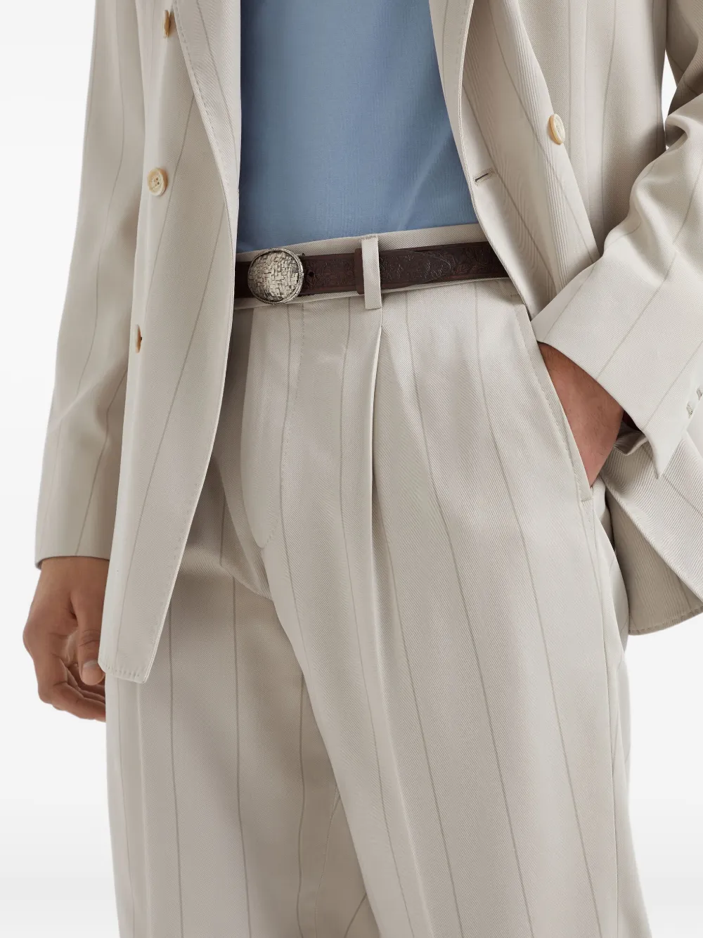 Brunello Cucinelli Pantalon met krijtstreep Beige