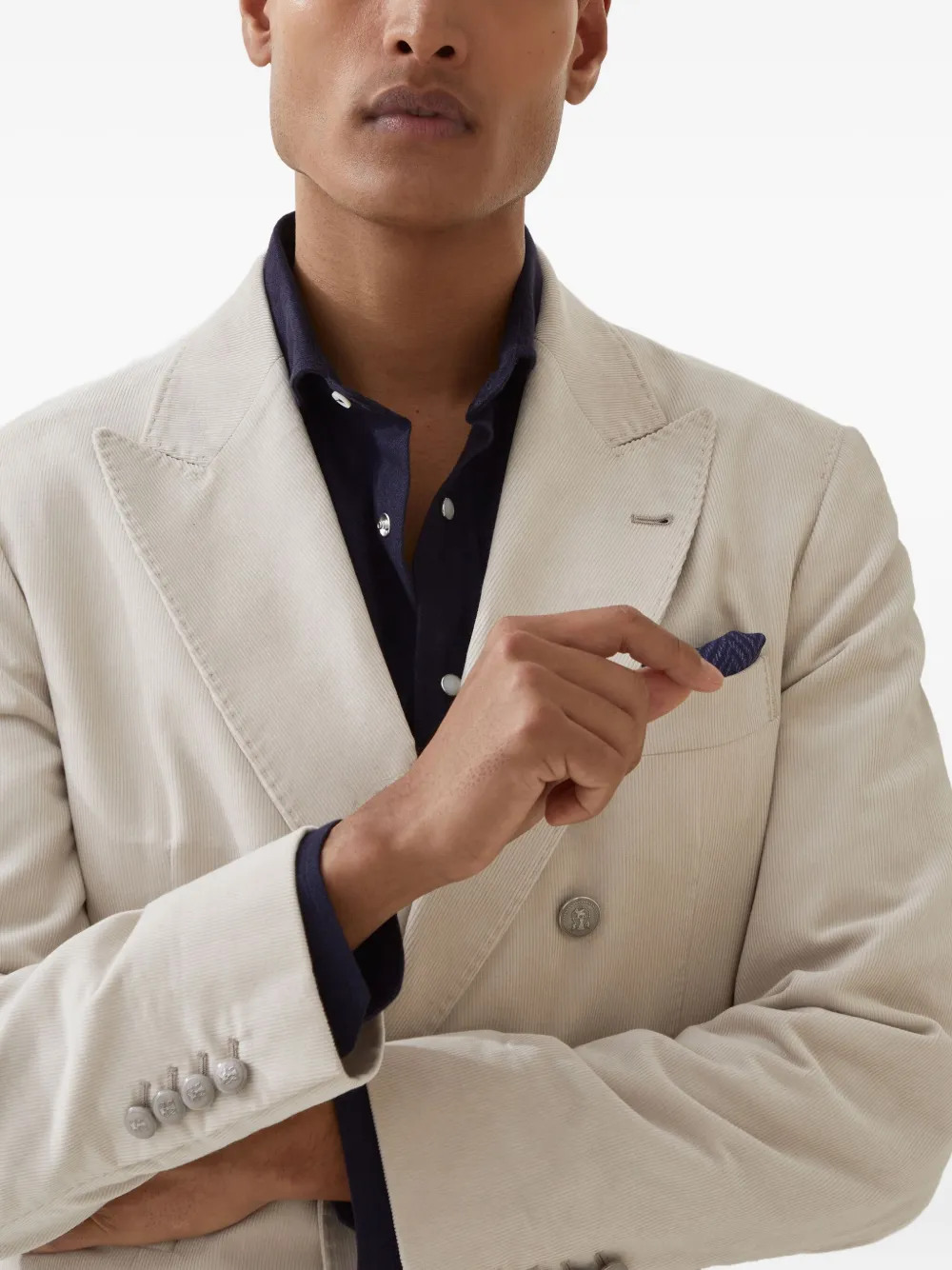 Brunello Cucinelli Blazer met dubbele rij knopen Beige