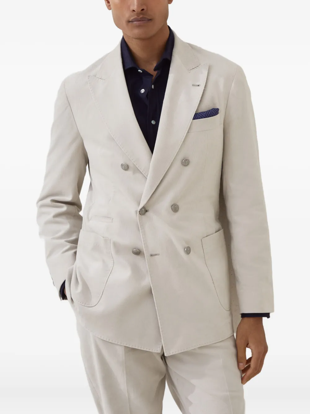 Brunello Cucinelli Blazer met dubbele rij knopen Beige