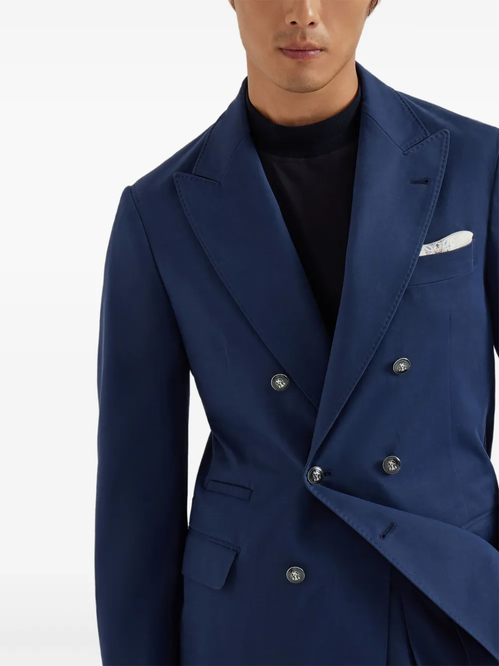 Brunello Cucinelli Blazer met dubbele rij knopen Blauw