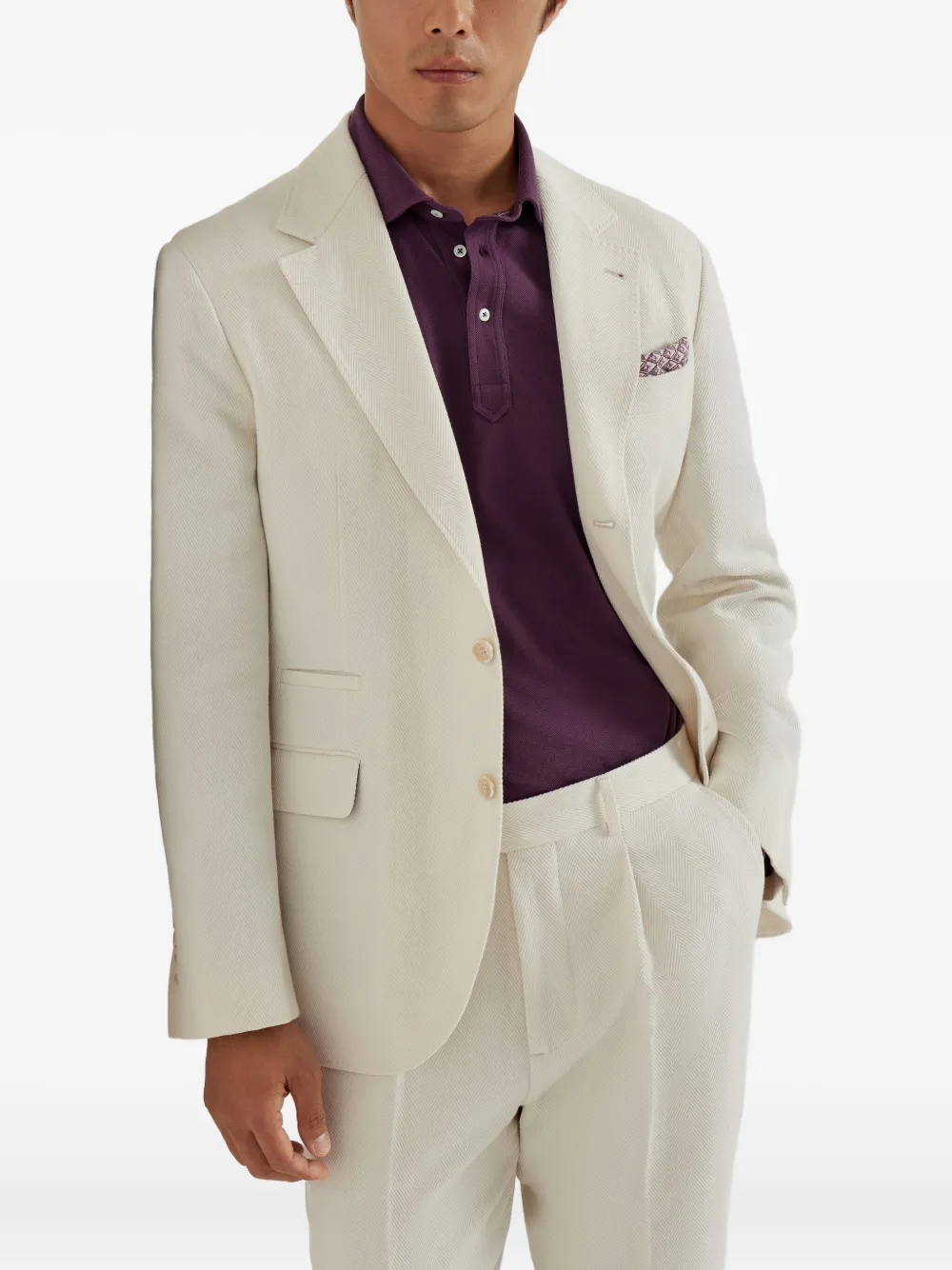 Brunello Cucinelli Gedeconstrueerde blazer met chevron patroon Wit