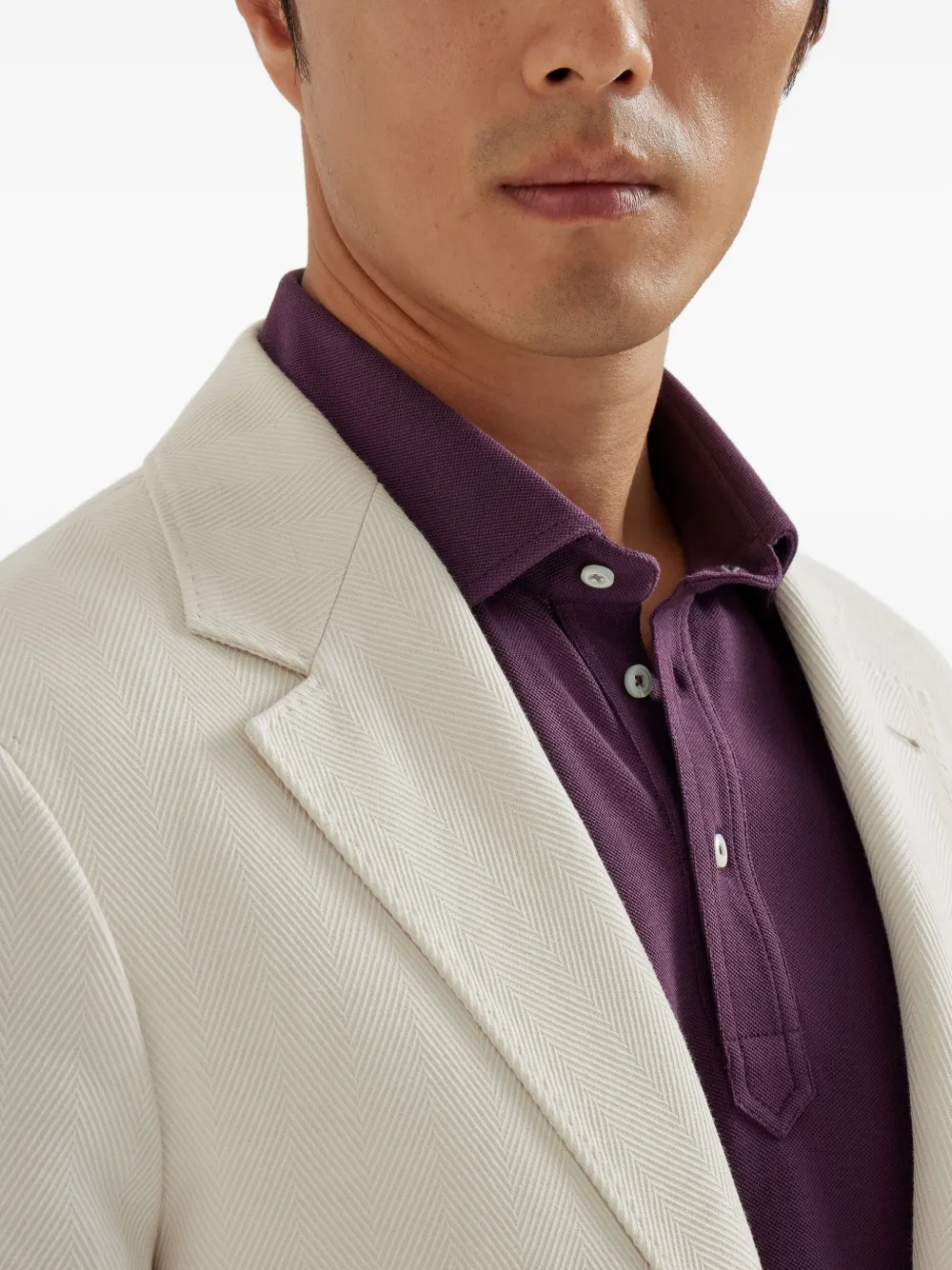 Brunello Cucinelli Gedeconstrueerde blazer met chevron patroon Wit