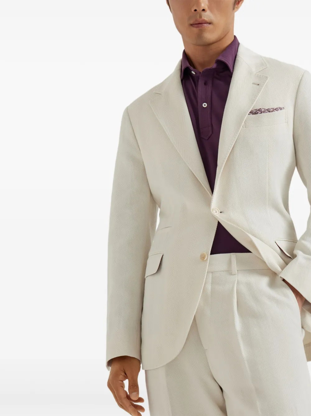 Brunello Cucinelli Gedeconstrueerde blazer met chevron patroon Wit