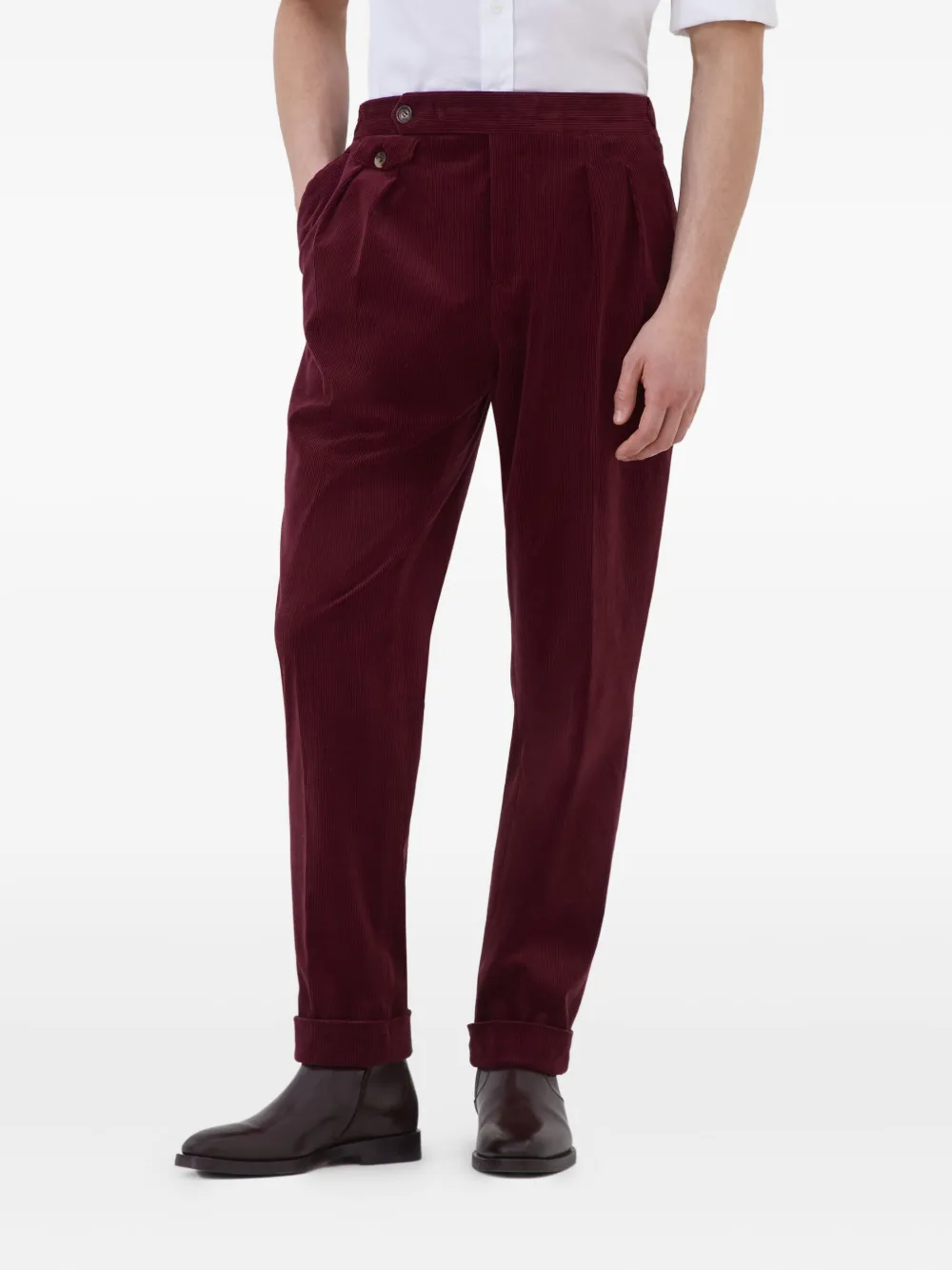 Brunello Cucinelli Ribfluwelen broek Rood