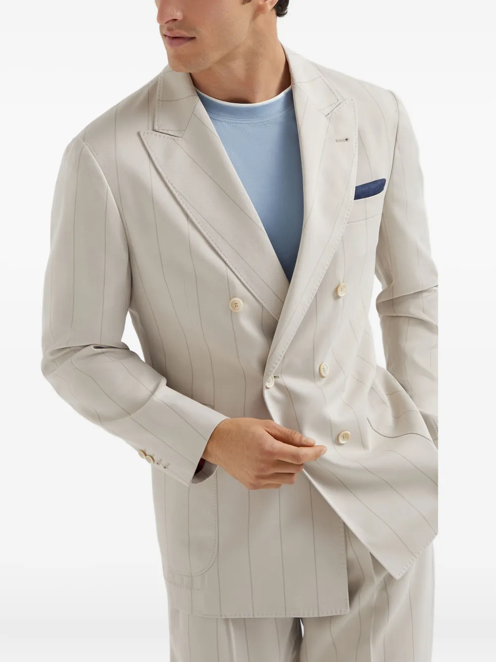 Brunello Cucinelli Twill blazer met zijden-effect Beige