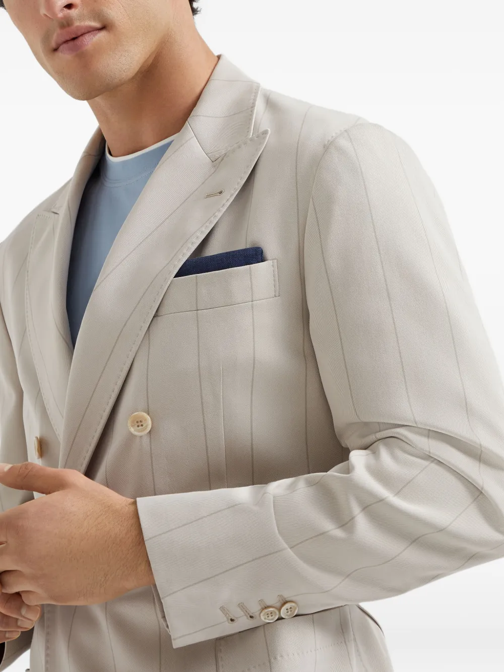 Brunello Cucinelli Twill blazer met zijden-effect Beige