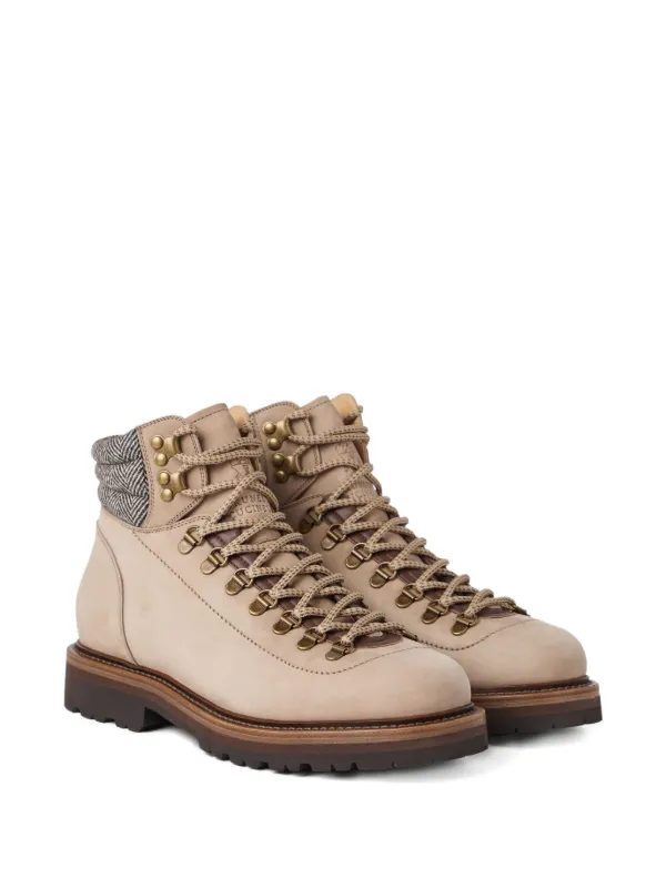 【美品】ブルネロクチネリ Brunello Cucinelli ブーツ レザー Brunello Cucinelli レザーハイキングブーツ | ニュートラル | FARFETCH JP