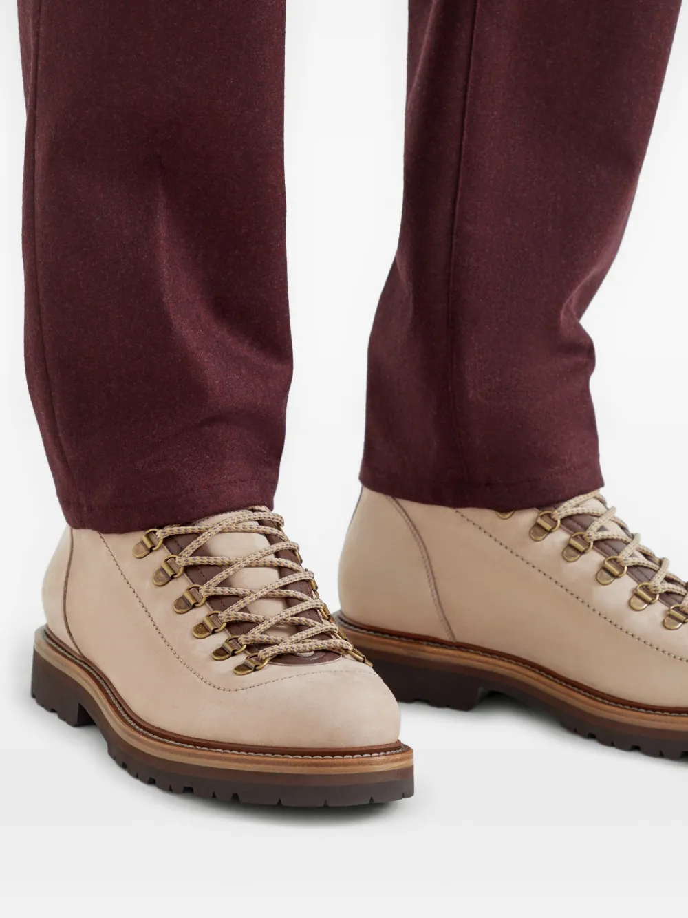 Brunello Cucinelli leather hiking boots Neutrals