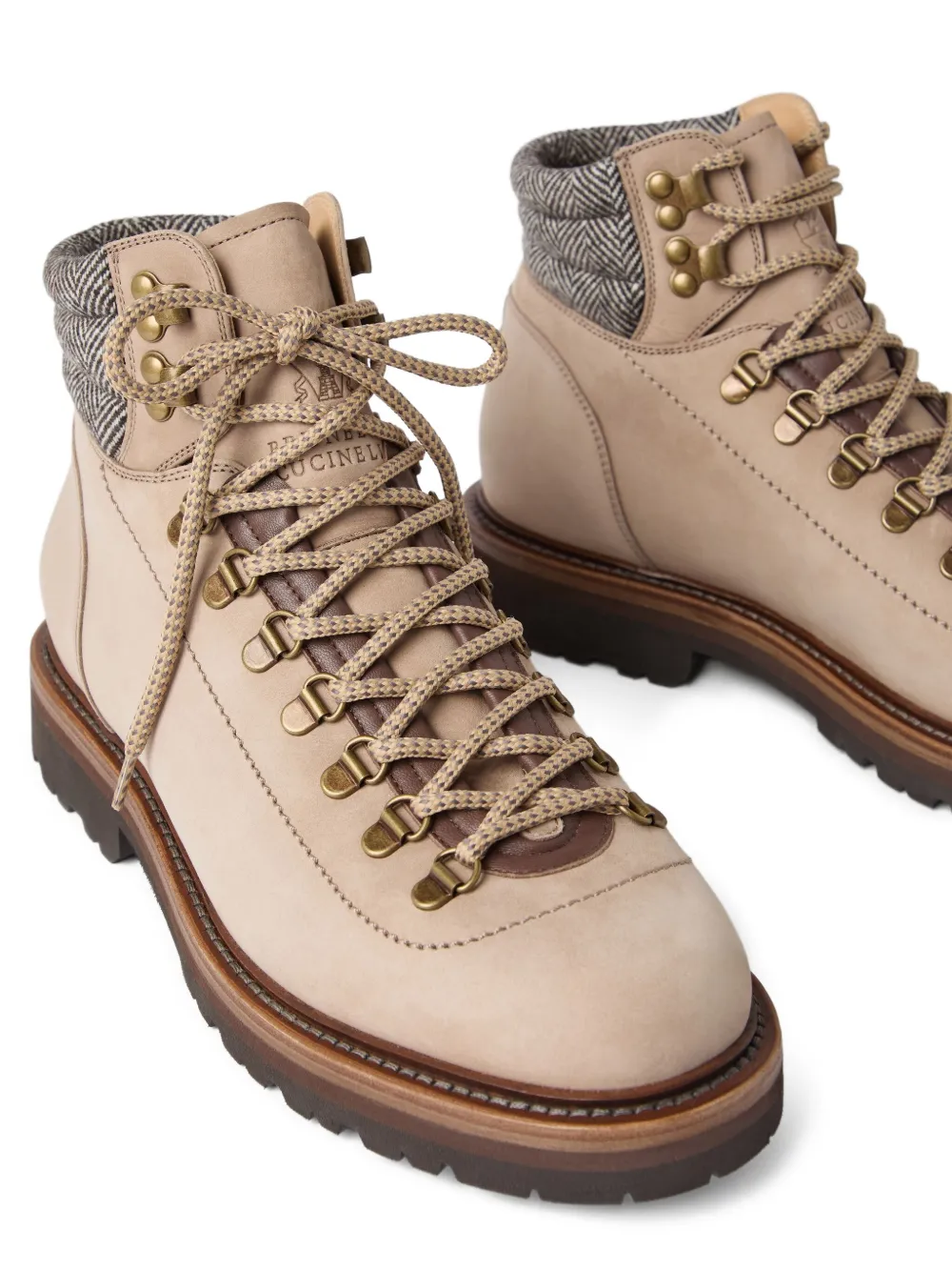 Brunello Cucinelli leather hiking boots Neutrals