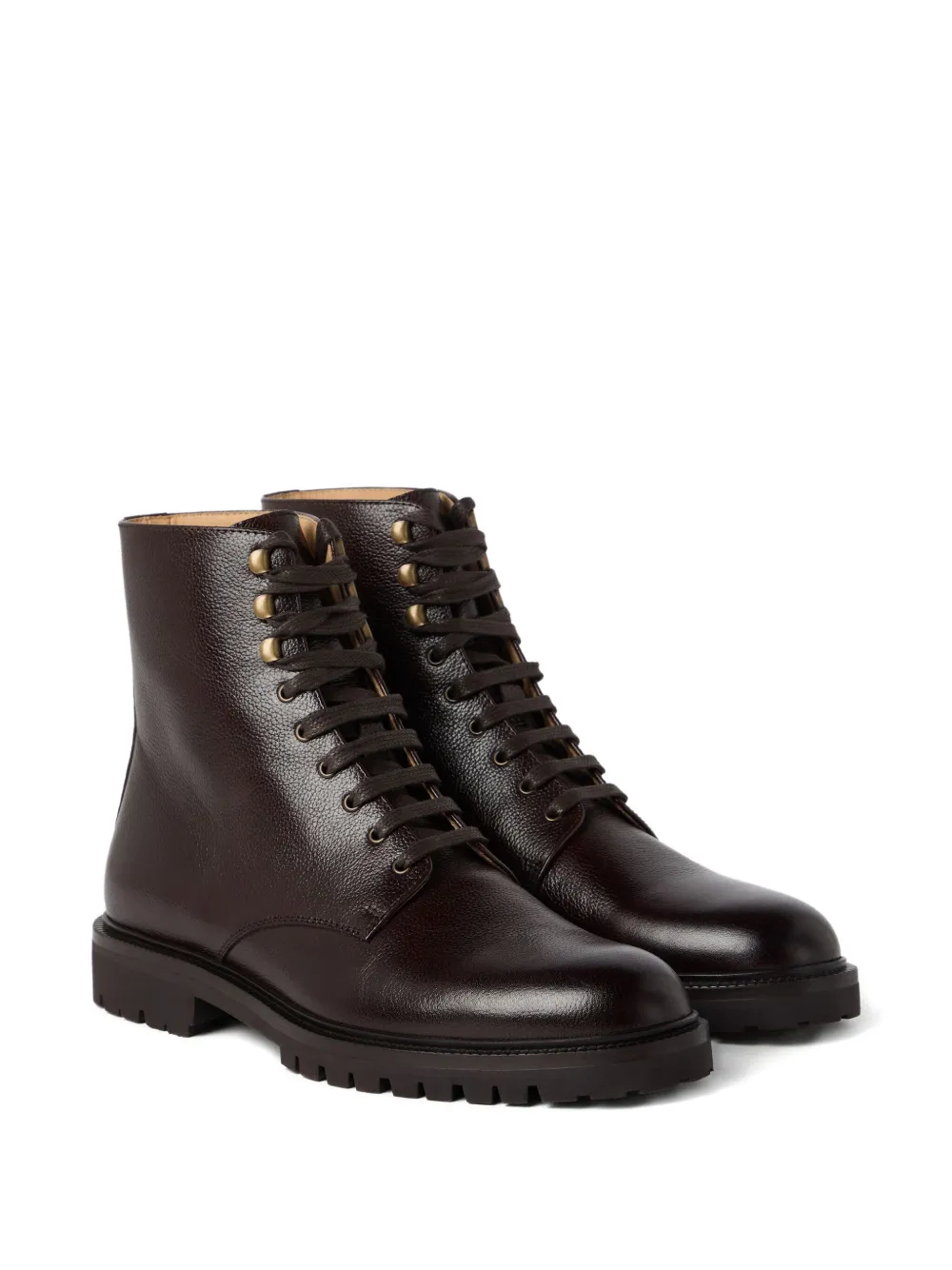 Brunello Cucinelli leather combat boots Brown